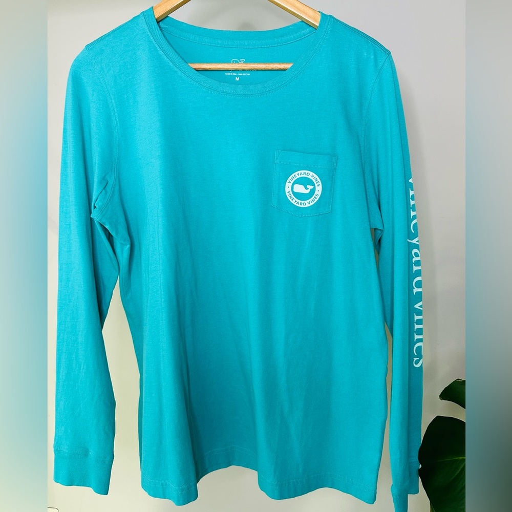 Vineyard Vines Men's M Long Sleeve Pocket Tee - Teal/Turquoise